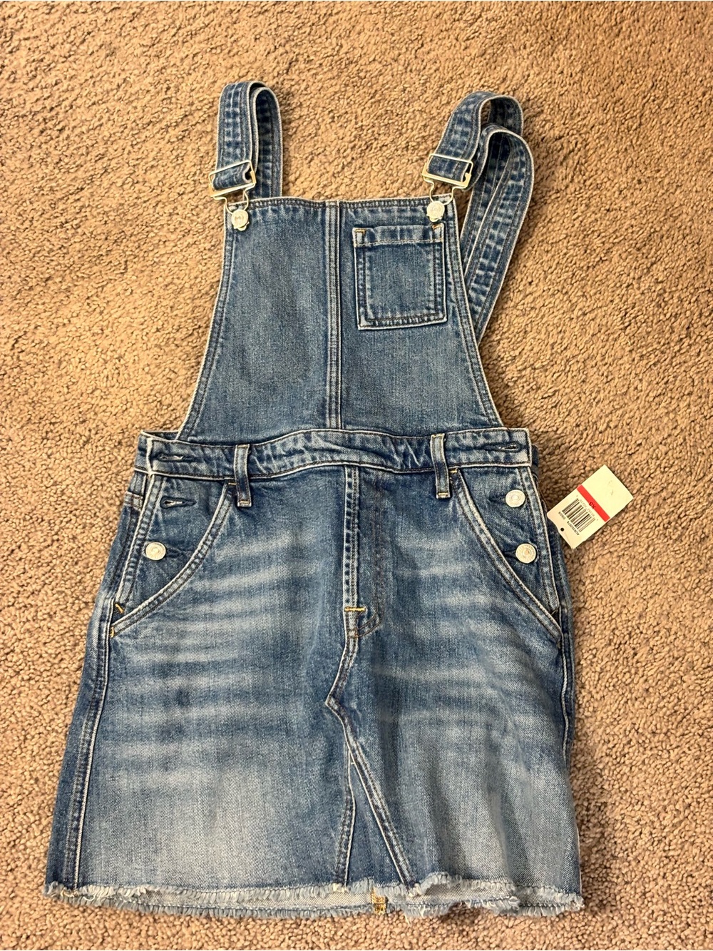7 For All Mankind Blue Denim Overall Skirt